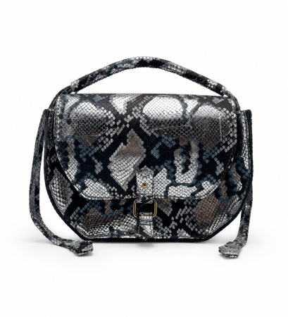 Atelier Edition - Geantă unicat snake silver-albastru handmade Atelier Edition vedere frontală – Azure Shadow Titi Valenti
