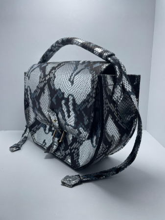 Geantă unicat snake silver-albastru handmade Atelier Edition vedere frontală – Azure Shadow Titi Valenti [3]