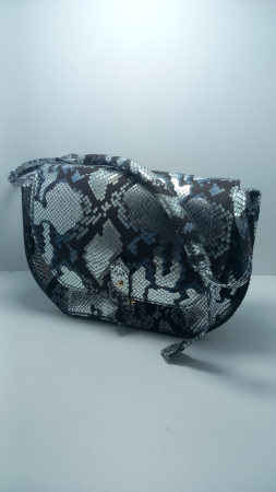 Geantă unicat snake silver-albastru handmade Atelier Edition vedere frontală – Azure Shadow Titi Valenti [8]