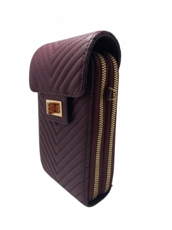 Borseta Chevron  cu design matlasat in V si detalii aurii elegante [3]