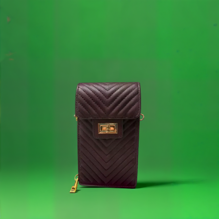 Borseta Chevron  cu design matlasat in V si detalii aurii elegante [2]