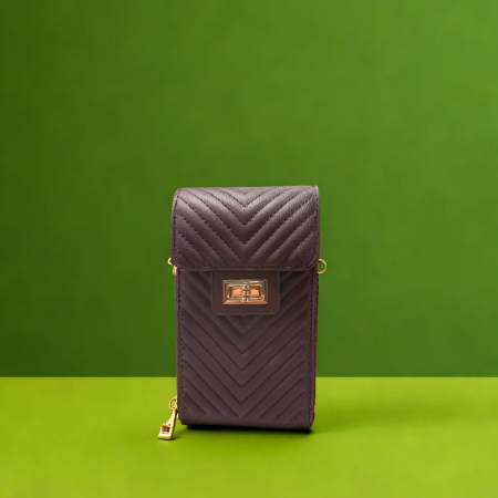 Borseta Chevron  cu design matlasat in V si detalii aurii elegante [1]