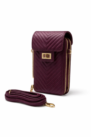 Genti Everyday sub 200 lei - Borseta Chevron  cu design matlasat in V si detalii aurii elegante