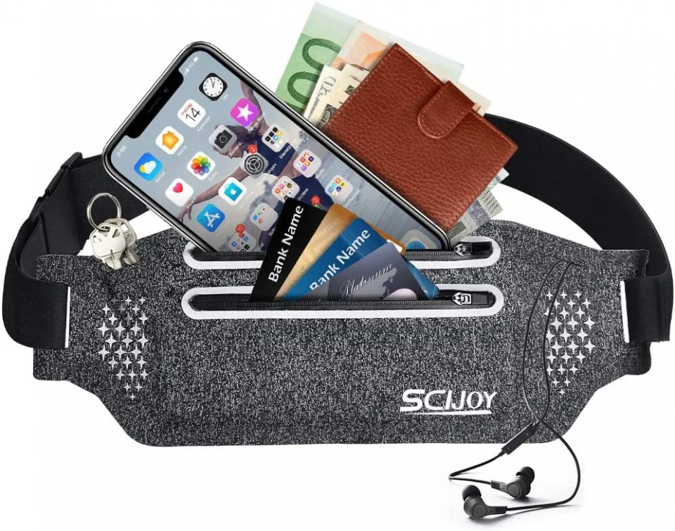 Borsete Femei si Barbati - orseta sport gri/negru pentru alergare – vizibilitate