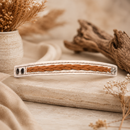 Brățară Handmade Piele Naturală Bej Light Croco [1]