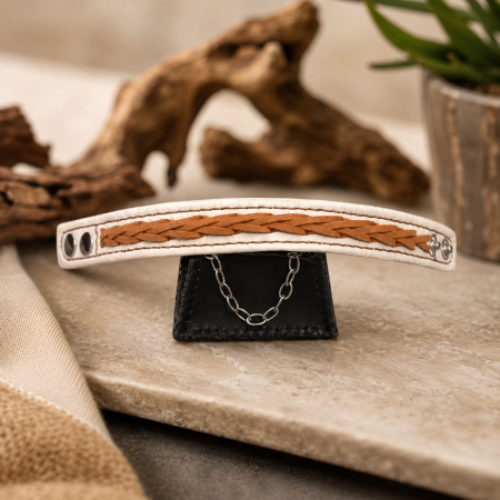 Brățară Handmade Piele Naturală Bej Light Croco [2]