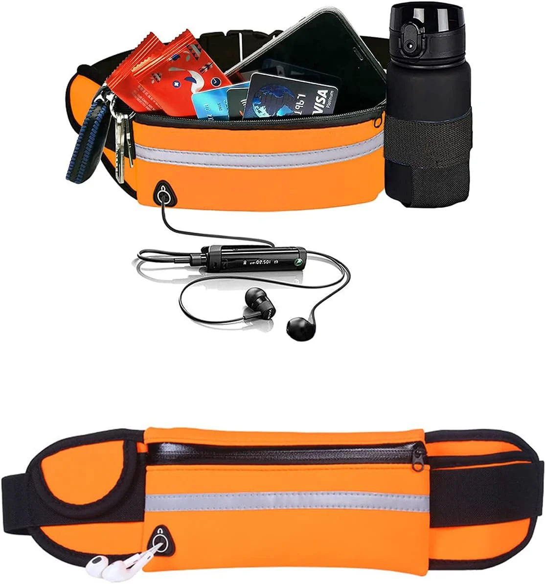 Centura drumetii cu suport telefon si casti – portocaliu/negru [0]