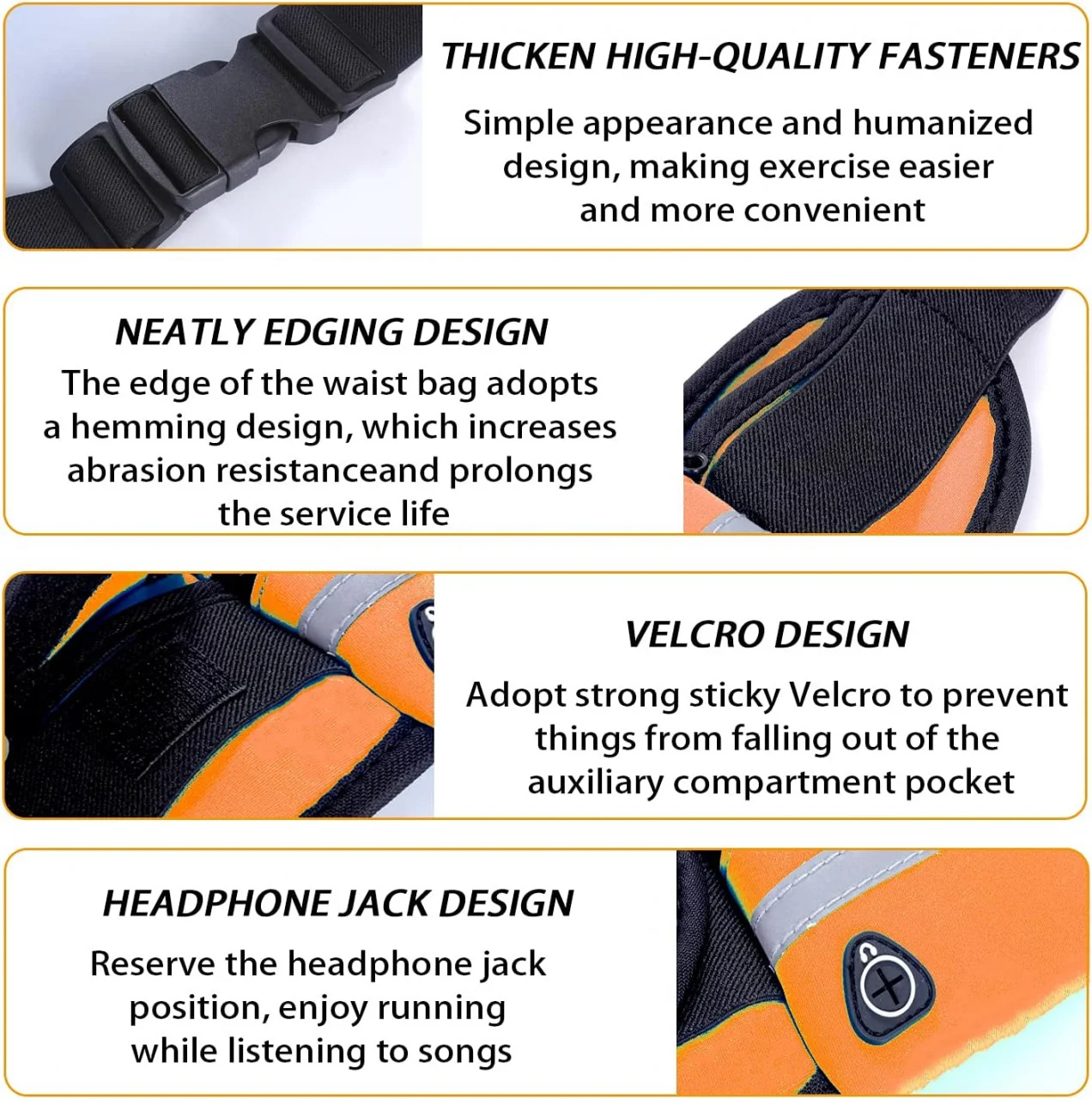 Centura drumetii cu suport telefon si casti – portocaliu/negru [3]