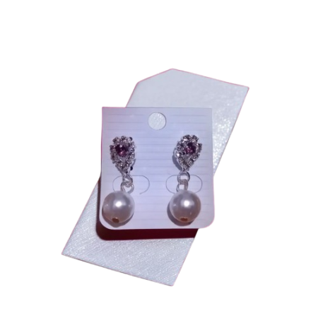Cercei cu imitatie perla si piatra lila