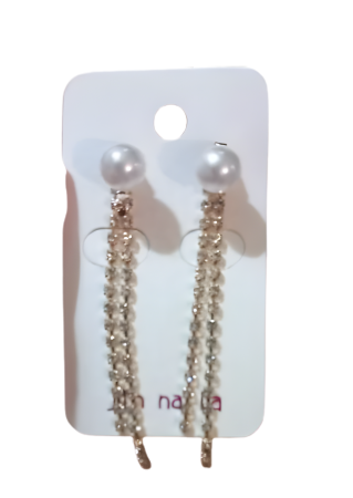 Cercei lungi cu strasuri gold