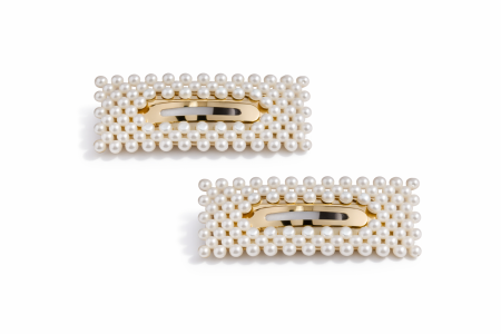 Accesorii - Clama de Par cu Aspect Perlat Dreptunghiulara Decupata