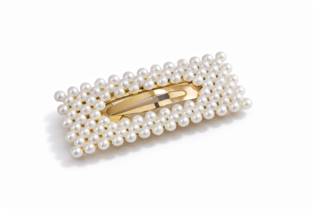 Accesorii - Clama de Par cu Aspect Perlat Dreptunghiulara Decupata