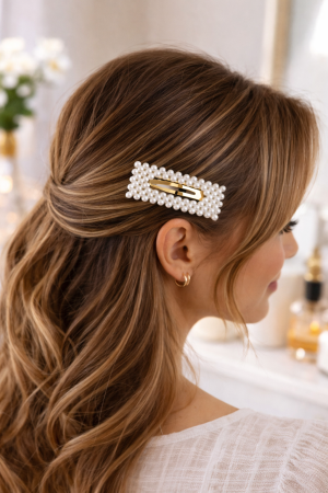 Clama de Par cu Aspect Perlat Dreptunghiulara Decupata [1]