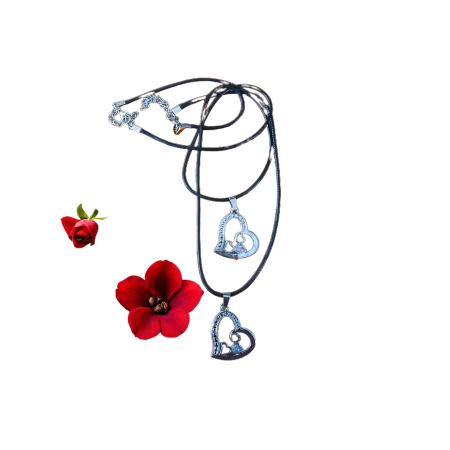 Accesorii - Colier forma inima argintiu