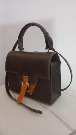Dark Caramel — Geantă Handmade Piele Naturală Maro Ciocolatiu [4]