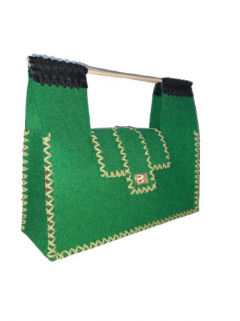 Geanta Dama de mana Bombonica Casual din Fetru Verde, handmade [2]