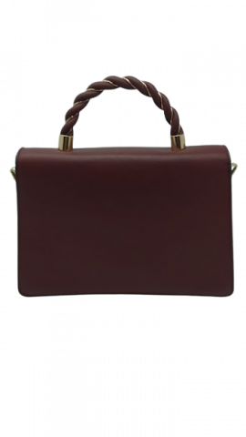 Geantă Burgundy cu Mâner Împletit și Lant Auriu [5]