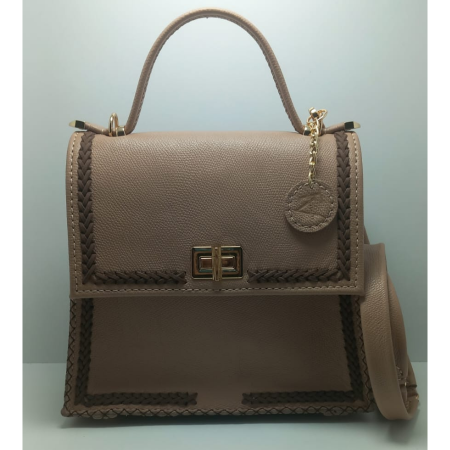 Geanta Ceyda din piele naturala Beige Choco [2]