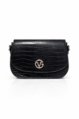 Geanta Crossbody din Piele Ecologica Negru Croco [2]
