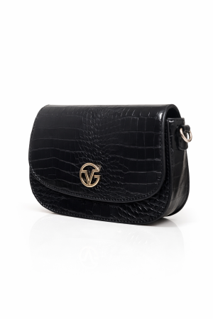 Genti Everyday sub 200 lei - Geanta Crossbody din Piele Ecologica Negru Croco