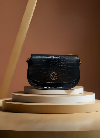 Geanta Crossbody din Piele Ecologica Negru Croco [1]