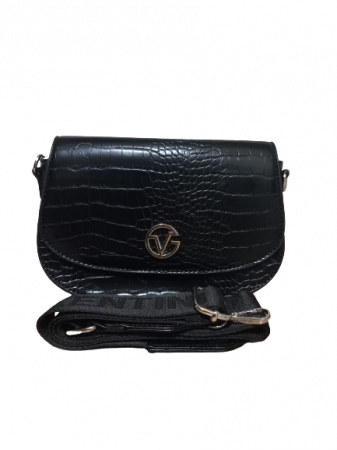 Geanta Crossbody din Piele Ecologica Negru Croco