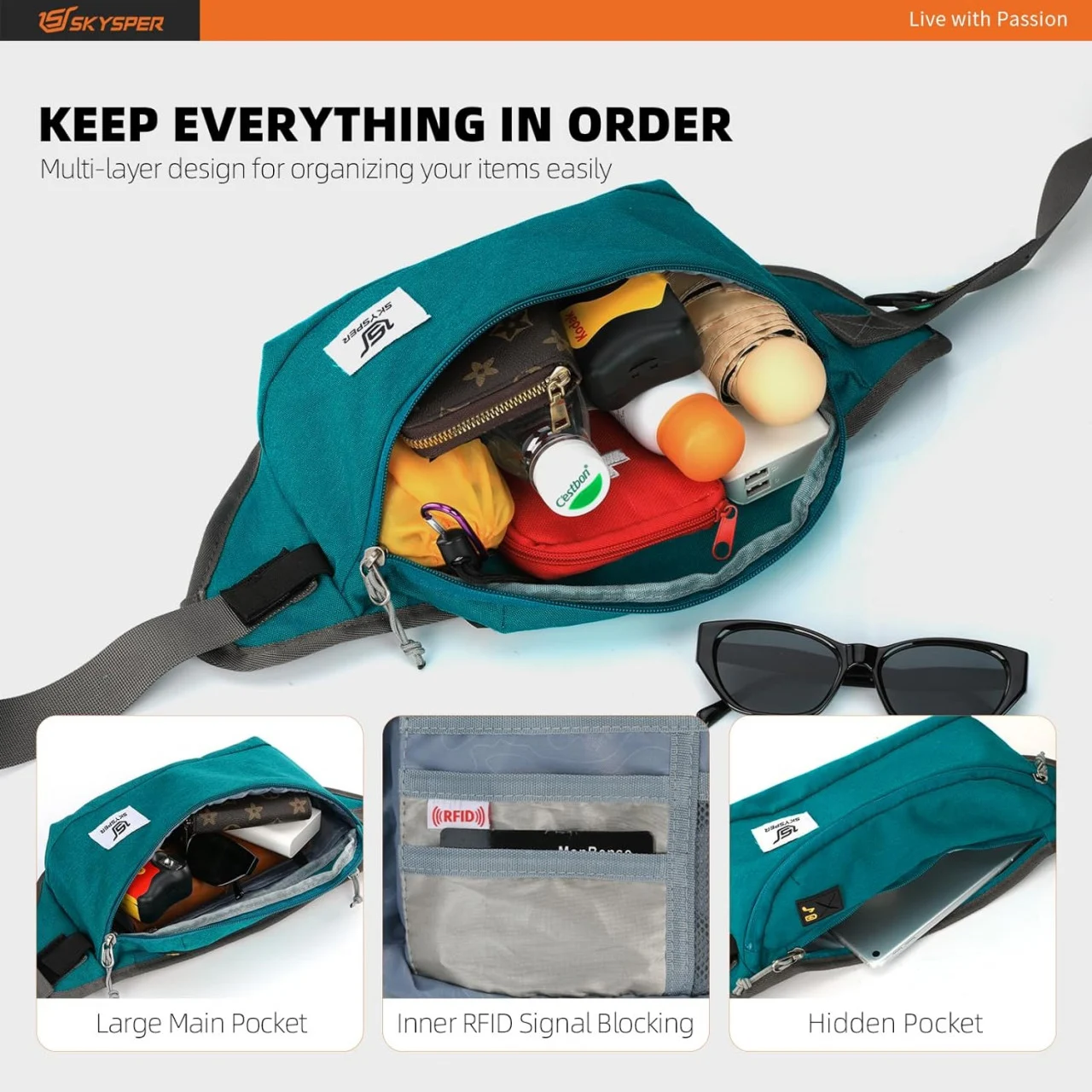 Geanta cu curea de talie verde Running [3]