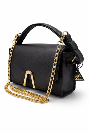 Geanta dama din piele naturala Black Beauty Gold Accent [4]