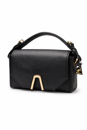 Vedetele Lunii - Geanta dama din piele naturala Black Beauty Gold Accent