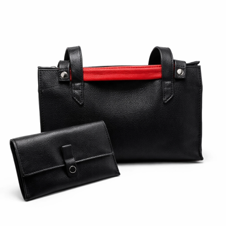 Genti Titi Valenti - Geanta Dama Gloria Black, piele naturala si portfard