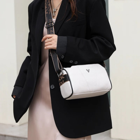 Geanta de dama Ama piele naturala, Alb [1]