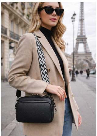 Geanta de Dama din Piele Naturala Neagra – Sofia Crossbody [2]