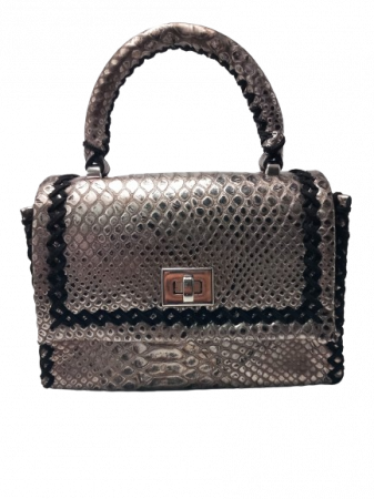 Genti Casual - Geanta de Mana Aleyna Argintie, piele naturala,