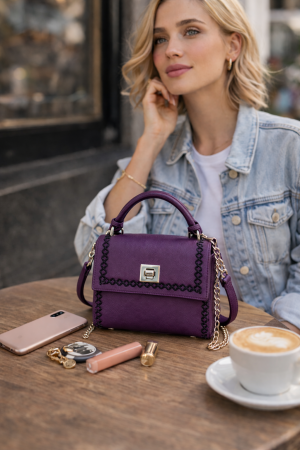 Geanta de mana Piele Olga Purple [1]