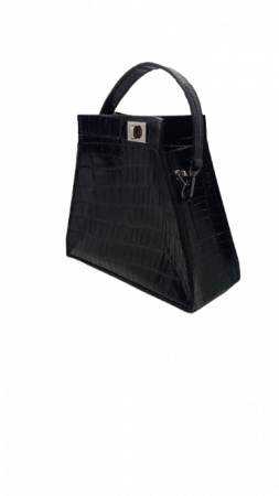 Geanta de Piele Trapez Noir Croco, negru,eleganta [4]