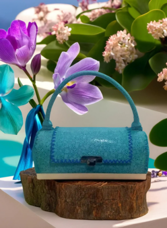Genti de Ocazie Elegante - Geanta Handmade din Piele Azur Boheme