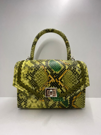 Geanta Handmade Piele ecologica Snake Verde [3]