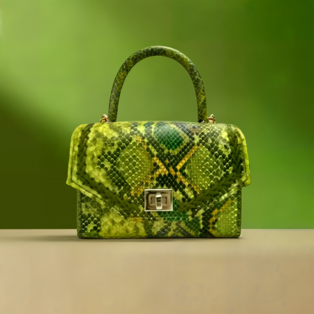 Geanta Handmade Piele ecologica Snake Verde [1]