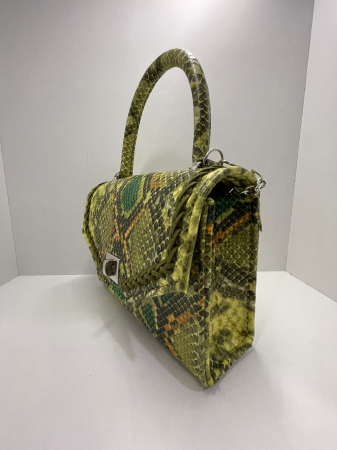 Geanta Handmade Piele ecologica Snake Verde [4]