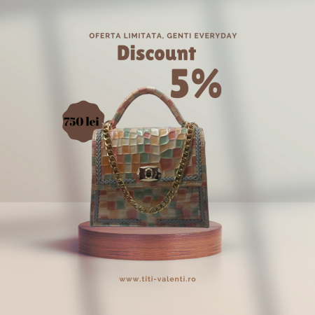 Geanta Mozaic Gri–Pastel de Piele Naturala [1]