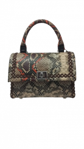 Genti Casual - Geanta Piele Ecologica Elif Serpentine Maro