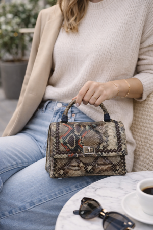 Geanta Piele Ecologica Elif Serpentine Maro [1]