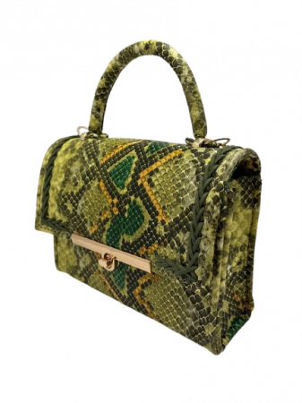 Geanta Piele Ecologica Elif Serpentine Verde [4]