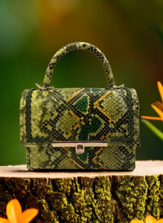 Geanta Piele Ecologica Elif Serpentine Verde [1]