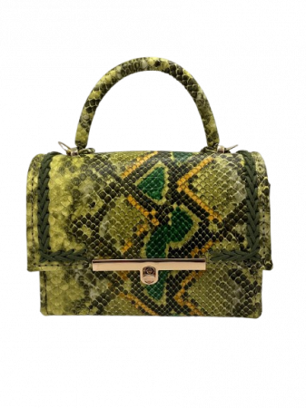 Genti Casual - Geanta Piele Ecologica Elif Serpentine Verde