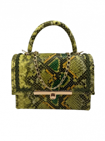 Geanta Piele Ecologica Elif Serpentine Verde [3]