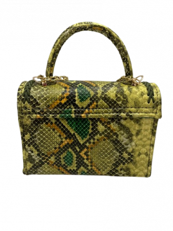 Geanta Piele Ecologica Elif Serpentine Verde [5]