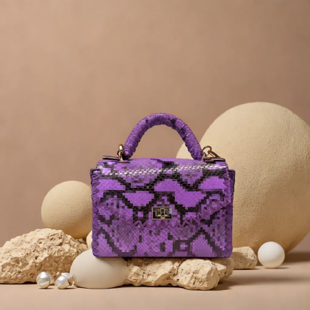 Geanta Piele Handmade Purple Snake [5]