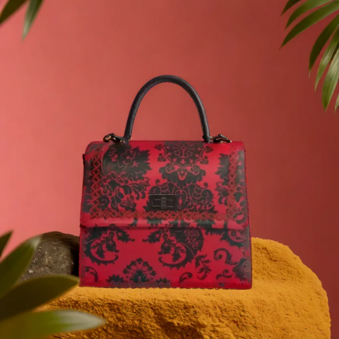 Geanta Dama piele naturala, Trapez Red Velvet Ceyda [2]