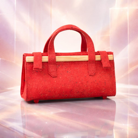 Geantă Unicat Handmade Scarlet Wood Piele Naturală Roșie cu Lemn [2]